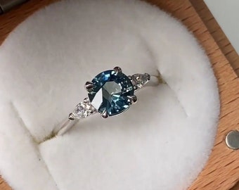 Vintage Teal Sapphire Ring Personalized Gift For Her Teal Sapphire Engagement Ring Unique Women Ring 925 Sterling Silver Dainty Teal Ring