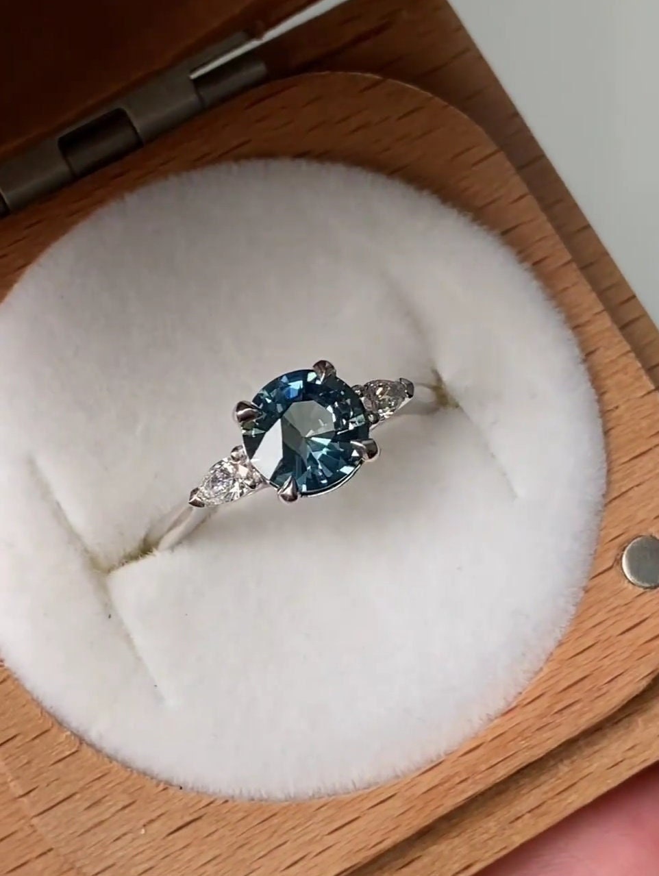 Vintage Teal Sapphire Ring Personalized Gift For Her Teal Sapphire Engagement Ring Unique Women Ring 925 Sterling Silver Dainty Teal Ring