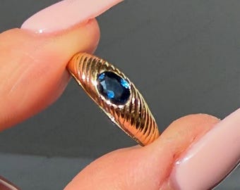 Anillo de zafiro verde azulado, plata de ley 925, anillo de compromiso único
