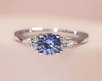 Vintage Halo Tanzanite Ring: 925 Sterling Silver Wedding Ring
