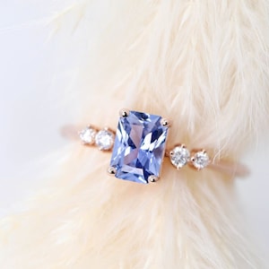 Princess Cut Tanzanite Ring: Sterling Silver Bridal Ring