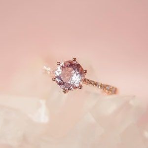 Morganite Beautiful Ring Round Morganite 925 Sterling Silver Pink Morganite Engagement Ring Personalized Gift For Her Morganite Promise Ring