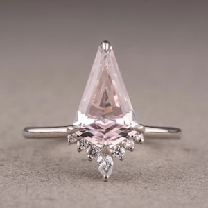 Danity Morganite Ring Kite Morganite 925 Sterling Silver Pink Morganite Engagement Ring Personalized Gift For Her Morganite Statement Ring