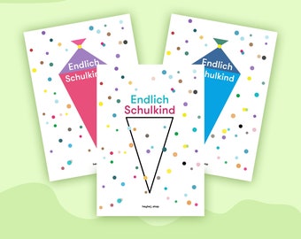 Descarga digital • Finalmente postal para escolares DIN A6 • Matrícula escolar - Escuela - Escolar • Regalo • para imprimir usted mismo