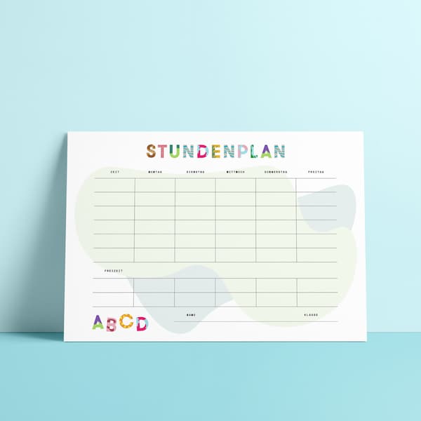 Digital Download • Stundenplan DIN A4 (Vier Layouts) • Einschulung - Schule - Schulkind • Wochenplan • Geschenk • zum selber ausdrucken