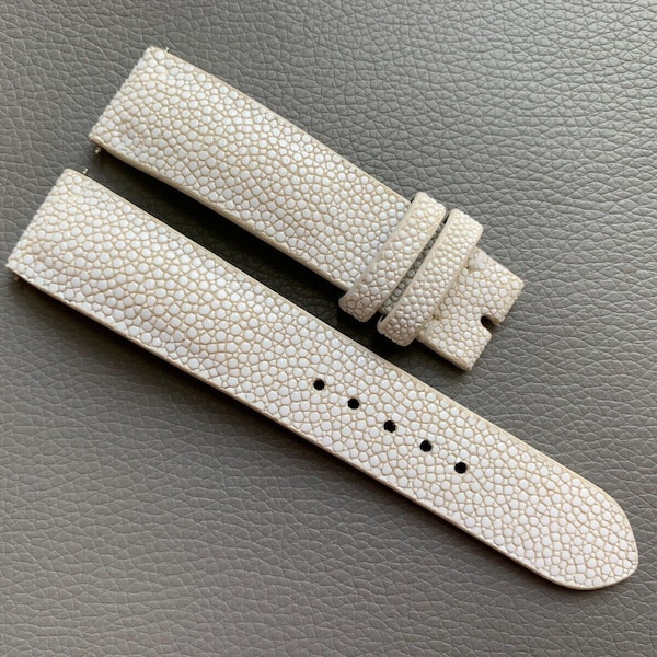 Handmade Genuine White Stingray watch strap band, leather watch bracelet, gift for him. 26mm 24mm 22mm 21mm 20mm 19mm 18mm 16mm 14mm