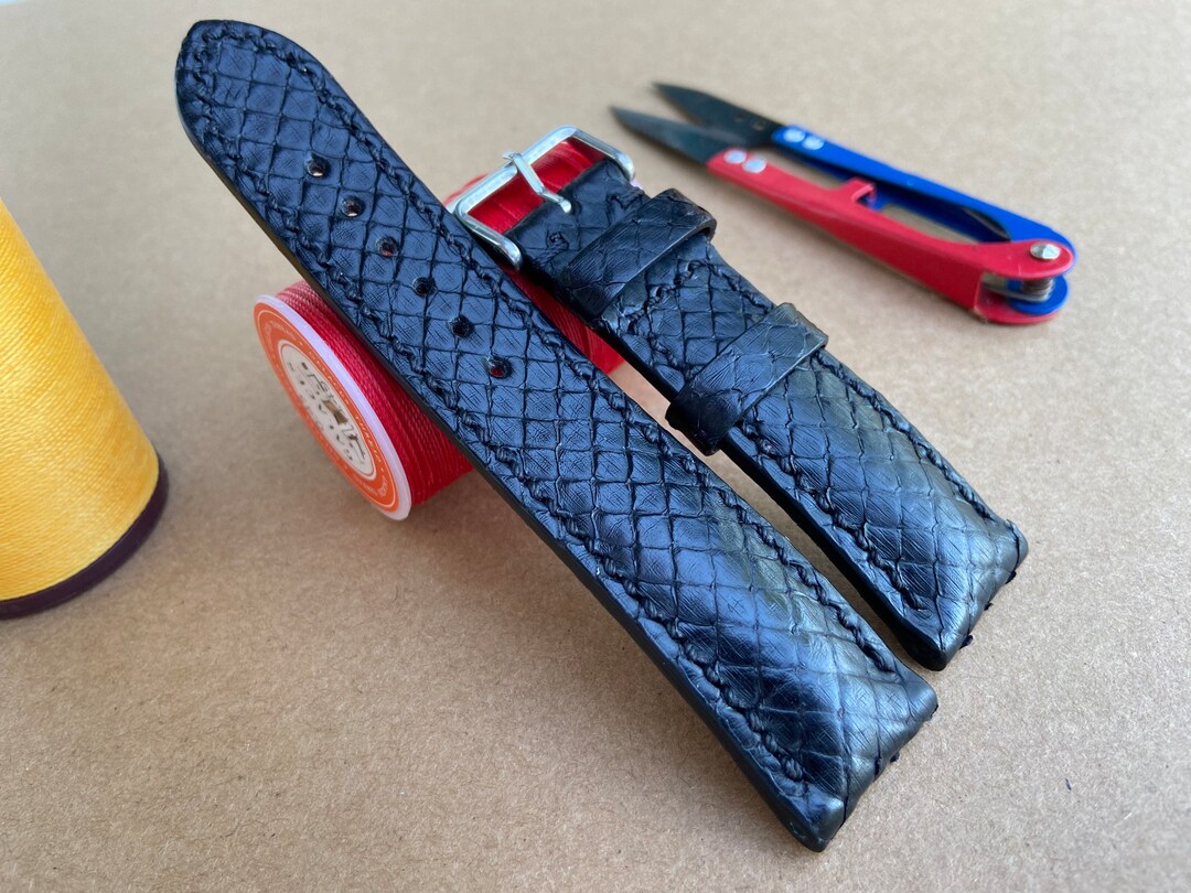 Handmade Genuine Black Snake Watch Strap Band, Leather Watch Bracelet