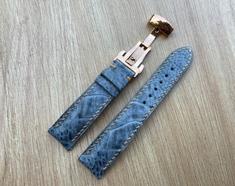 Handmade Genuine Gray Leg Ostrich Watch Strap Band, Leather Watch Bracelet, Gift For Him. 26mm 24mm 22mm 21mm 20mm 19mm 18mm 16mm 14mm