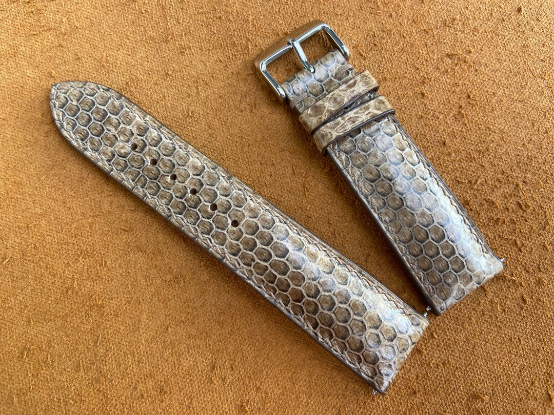 Handmade Genuine Gray Snake Watch Strap Band, Leather Watch Bracelet