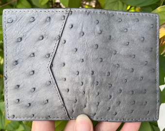 Grey Genuine Body Ostrich skin credit Cardholder, wallet for men, gift for him, leather ostrich cardcases, leather ostrich card cover