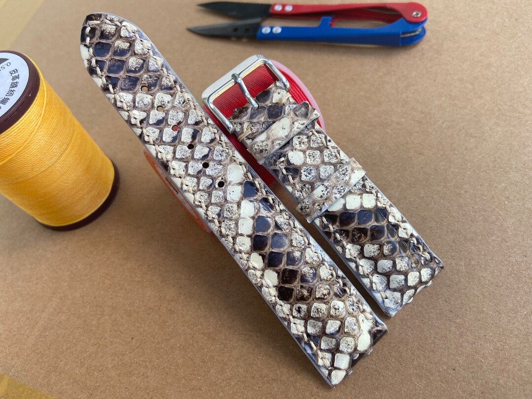 Handmade Genuine Gray Snake Watch Strap Band, Leather Watch Bracelet