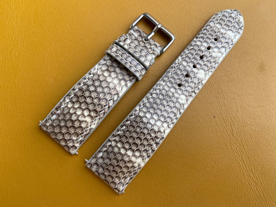 Handmade Genuine Gray Snake Watch Strap Band, Leather Watch Bracelet