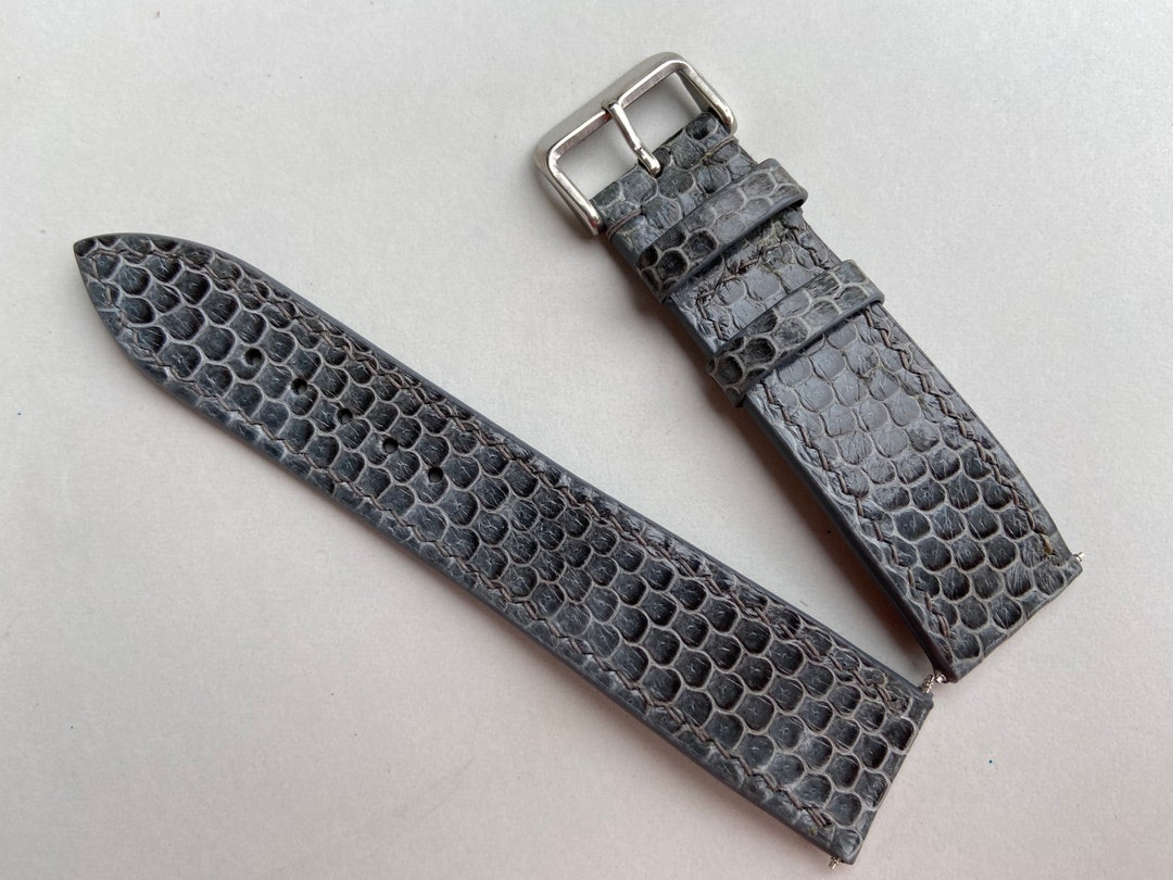 Handmade Genuine Gray Snake Watch Strap Band, Leather Watch Bracelet