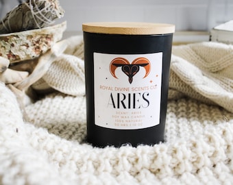 Aries  Zodiac Candle, Astrology Candles , Crystal Candles, Soy Candles, Gemstone candles, Gifts, Birthday Candles, Aries Zodiac Gift