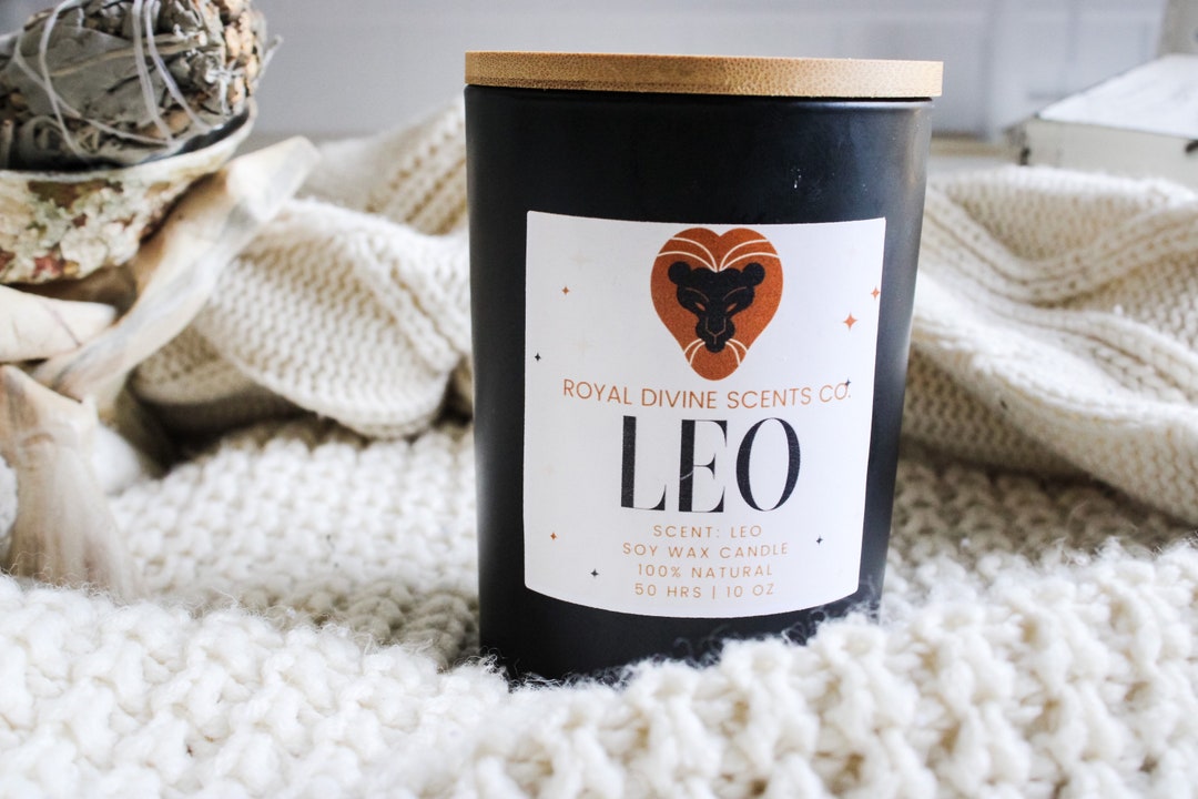 Leo Zodiac Candle, Astrology Candles , Crystal Candles, Soy Candles