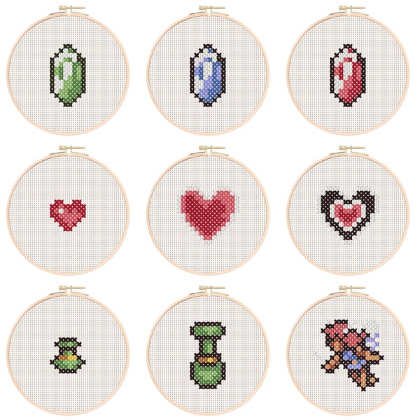 11 Designs - Zelda Cross Stitch Pattern Set - Miscellaneous Items - Link to the Past