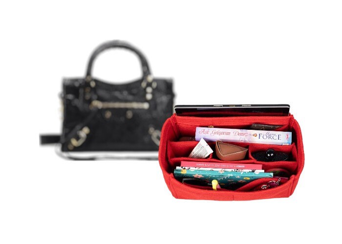 Organizer per borsa in feltro stile City Classic con scomparto centrale, organizer per borsa compatibile con borsa City Classic, inserto per borsa City Classic, fodera per borsa