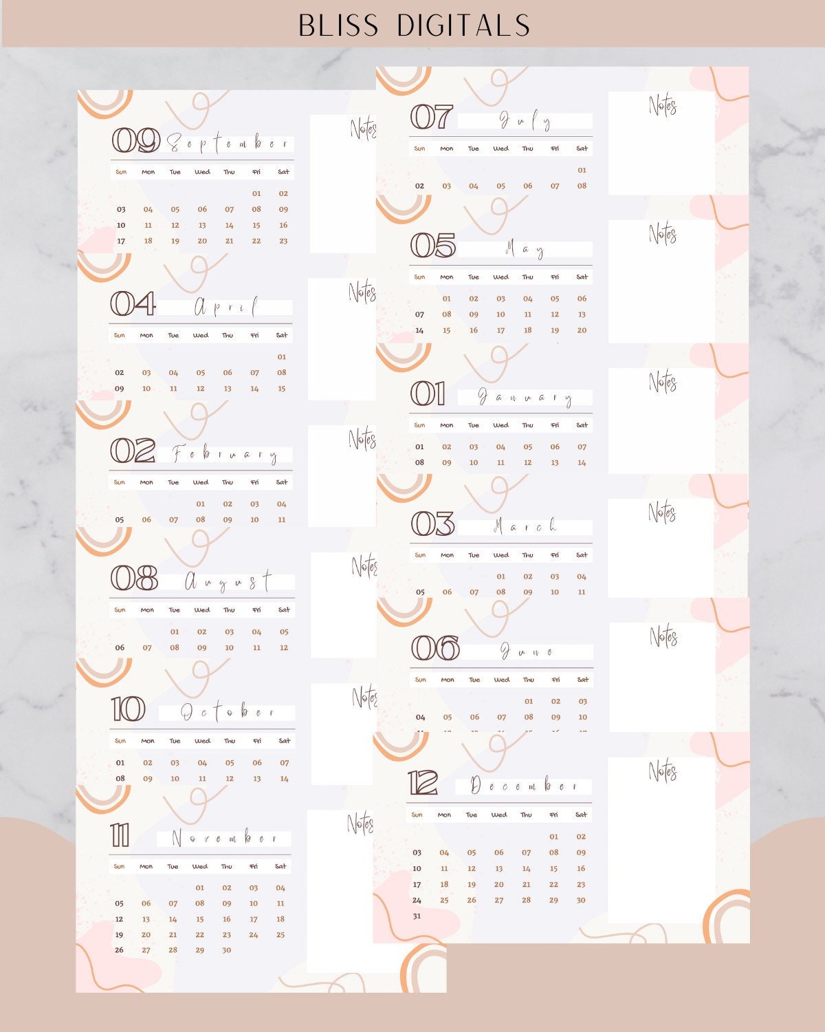 2023 Calendar Goodnotes Template Dated Calendar Goodnotes Etsy UK
