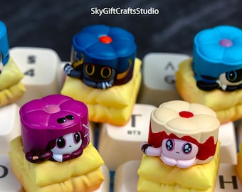 Honkai: Star Rail Cat Cake Keycap, Cat Cake Keycap, Blade, Kafka, Clara, Danfeng, Ruan Mei, Trailblazer