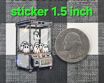 MINI STICKER Glow in the dark teenie ghost arcade sticker, nostalgic claw machine sticker for water bottle, ghost sticker for laptop