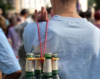 Beer caddy - beer holder - bottle holder - beer carrier - bottle carrier - 4-pack - festival - beach - men's handbag - father's day