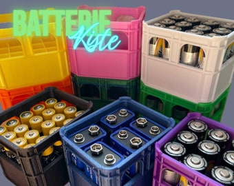 Bierkiste für Batterien und Akkus - Bierkasten - Batteriekiste - Batterieaufbewahrung in Getränkekiste - Batterie Organizer - Stapelbar