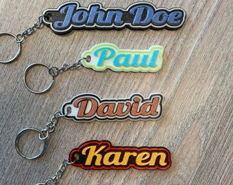 Keyring personalized name 3D - 3 colors - keychain - suitcase - backpack - bag - school - pendant - birthday