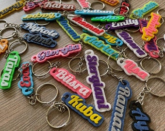 Sleutelhanger gepersonaliseerd - 2 kleuren - gewenst tekstnaamplaatje