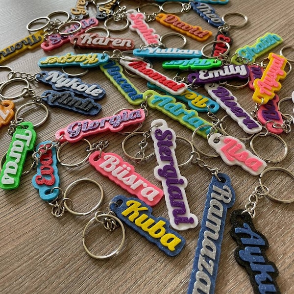 Personalized keychain - 2 colors - text of your choice - backpack pendant - bag - school enrollment - birthday - gift - 3D look