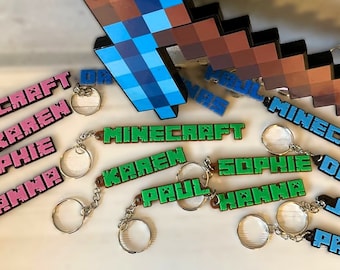 Pixel Gaming Schlüsselanhänger personalisiert - 2 Farben - Wunschtext - Namensanhänger