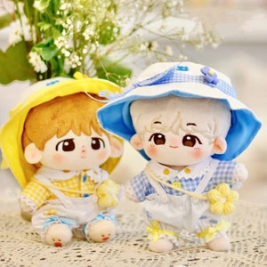Three Colors Cute Suit for 15cm/20cm Plush Dolls, Cute Overall, Shirt for Plush Dolls, Plush Dolls&#39; Hats