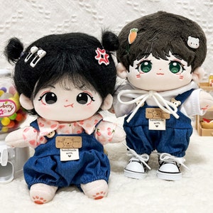 Hoodie Overalls for 20cm Plush Doll, Doll Clothes Hoodie, Pink Shirt for Plush Doll