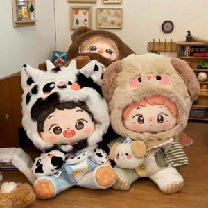 Animal party Suit for 10cm/15cm/20cm Plush Doll, Cute Pig/Cow/Bear/Dog cotton doll clothes, Lovely Plush Doll Clothing, Gift for doll Lover