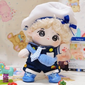 Blue Sea Suit for 15cm/20cm Plush Dolls, Adorable Plush Dolls Clothing, Plush Dolls Outfits