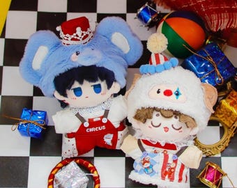 Magical Animal Circus fairy tales Suit Plush Doll Clothes, Elephant and Sheep Suit, Cute Doll Clothes for 10cm Plush Doll, Cute animal Style