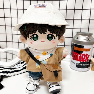 Brown Baseball Uniform for 20cm Plush Dolls, Plush Dolls Clothing, Cute Hoodie for Plush Dolls