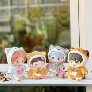 Cute Animal Patterned Cape for 10cm/15cm/20cm Doll, Cute Hat for Plush Doll, Gift for Kpop Lover