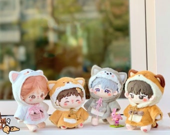 Cute Animal Patterned Cape for 10cm/15cm/20cm Doll, Cute Hat for Plush Doll, Gift for Kpop Lover