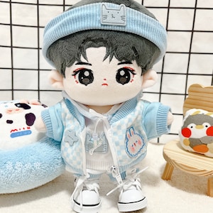 Blue Hoodie Suit for 20cm Plush Doll, Boyfriend Style Coat for Plush Doll, Plush Doll's Clothes, Birthday Gift