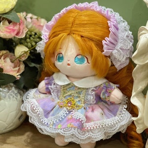 Pink Purple Princess Dress for 15cm/20cm/40cm Plush Dolls, Elegant Dress for Plush Dolls, Plush Dolls&#39; Clothing, Gift for Kpop Fans