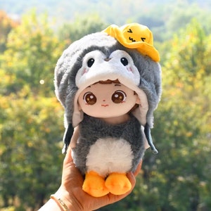 Little penguin with a hat pajama set for 20cm Plush Doll, Cute Clothes for Plush Doll, Plush Doll Clothing, Cute cotton doll suit, kids gift