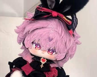 Black and red Bunny idol suit for 20cm Plush Doll, Fairy tale style, Stage costume style, Cute Doll Clothing, Gift for doll lover