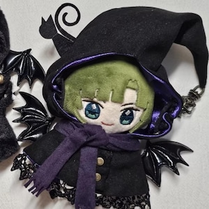 Pak zwarte kat en heks voor pluche pop van 20 cm, pluche poppenkleding van 10 cm, pluche poppenkleding, sprookjesstijl, Halloween-outfit pop