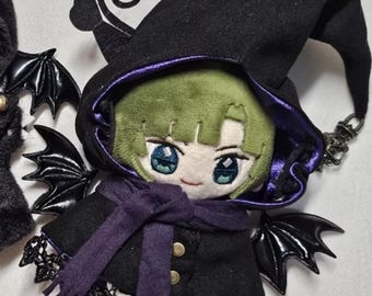 Black Cat and Witch Cloak Suit for 20cm Plush Doll, 10cm Plush Doll Clothes, Plush Dolls' clothing, Fairy tale style, Doll Halloween outfit