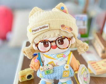 Cute Dog Patterned Suit for 20cm Plush Dolls, Plush Dolls' clothing, Gift for Kpop Fans