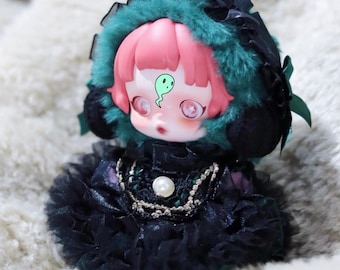 Robe de princesse verte noire pour poupées en peluche de 10 cm/15 cm/20 cm/40 cm, robe élégante pour poupées en peluche, vêtements pour poupées en peluche, cadeau pour les fans de kpop