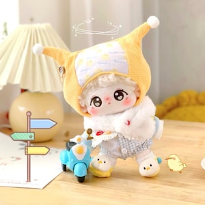 Yellow Duck Patterned Suit for 15cm/20cm Plush Dolls, Plush Dolls Clothing, Gift for Kpop Fans