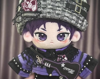 Purple Trendy Music Suit with Guitar shaped decoration for 10cm/20cm Plush Dolls, Band style, Cool Plush Doll's Clothes, Gift for pop Fans