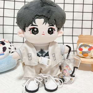 Hübscher weißer Anzug für 20cm Plüschpuppen, Plüschpuppen kleidung, Geschenk für Kpop Fans