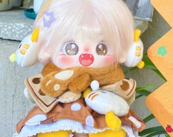 Bonito traje marrón para muñecos de peluche de 15 cm/20 cm, vestido para muñeco de peluche, regalo para fans del K-pop.